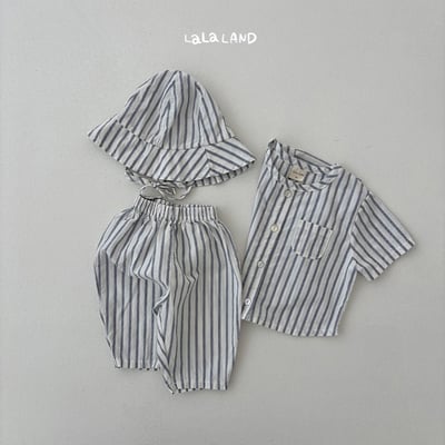 日雜條紋無領開襟/條紋褲(2color/baby)2