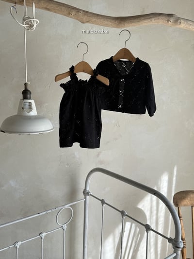 鏤空花花洋裝+罩衫set(2color)3