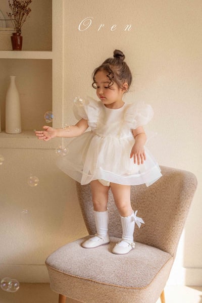 仙氣飄飄公主後綁帶包屁紗裙/洋裝(奶油)9