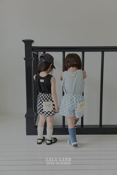 棋盤格紋布標口袋鬆緊褲(baby/kids)25