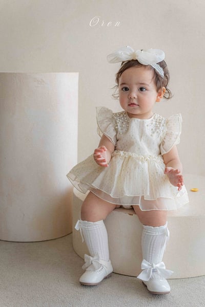 珍珠閃耀小公主包屁紗裙/洋裝(2color)7