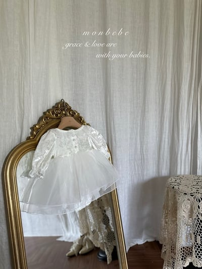 珍珠釦質感絨面拼接包屁紗裙7