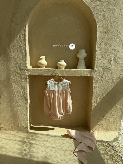 刺繡小雛菊蕾絲壓紋包屁衣+頭巾set8