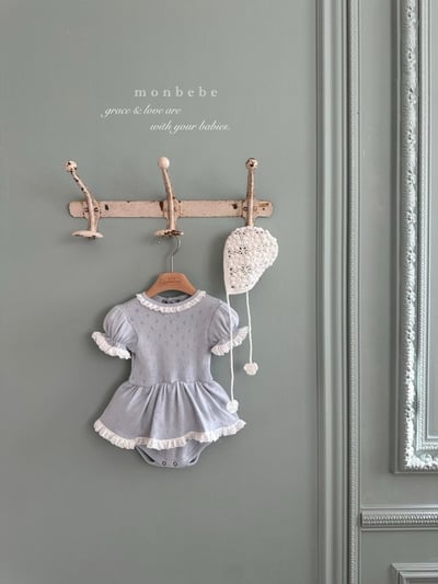 蕾絲滾邊小刺繡澎袖包屁裙(2color)3