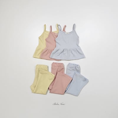 細肩壓紋傘擺背心+微喇叭褲套裝(3color)17