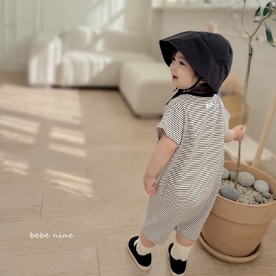 條紋連身衣爬服*現貨奶茶12m3