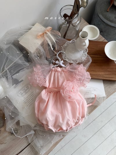 玫瑰綁帶緞紗包屁衣/洋裝7