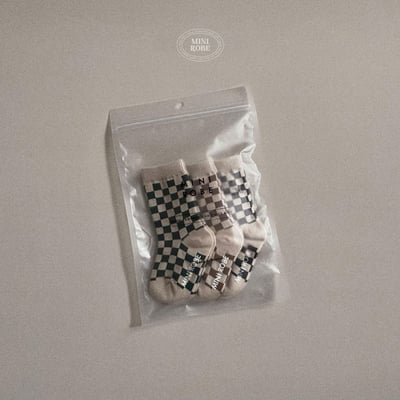 棋盤格紋寶寶襪(3入/組)8