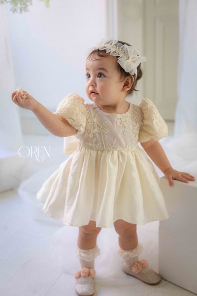 後綁帶花花壓紋包屁裙/洋裝13