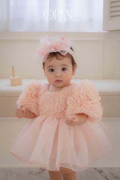 優雅公主繁盛玫瑰後綁帶包屁紗裙/洋裝(粉)9