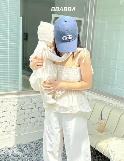 綁帶抓皺荷葉邊親子裝12