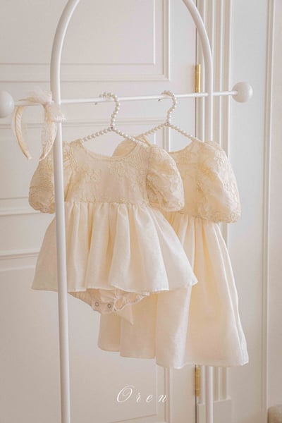 後綁帶花花壓紋包屁裙/洋裝23