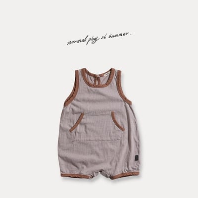 口袋條紋連身衣(2color)2