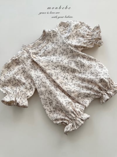 鑲邊花草/葉子新生兒服(2color)1