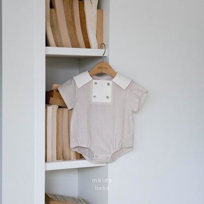 學院風鈕扣條紋包屁衣5