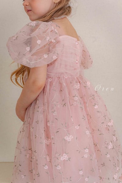 如詩如畫！刺繡玫瑰公主包屁紗裙/洋裝(2color)14