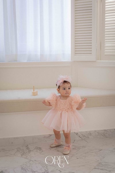 優雅公主繁盛玫瑰後綁帶包屁紗裙/洋裝(粉)7