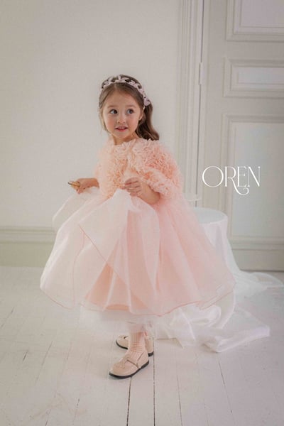 優雅公主繁盛玫瑰後綁帶包屁紗裙/洋裝(粉)16