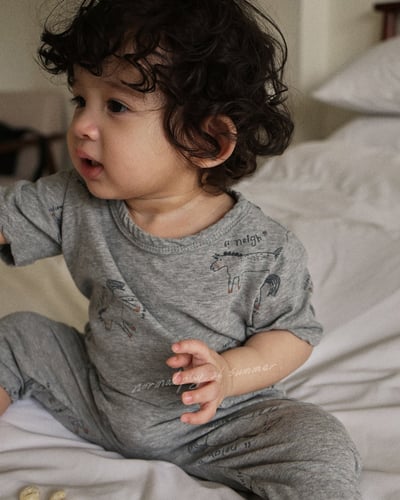 手繪小馬上衣/寬褲襠褲(2color)2