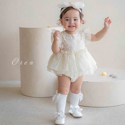 珍珠閃耀小公主包屁紗裙/洋裝(2color)24
