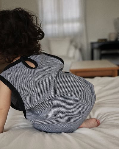 口袋條紋連身衣(2color)8