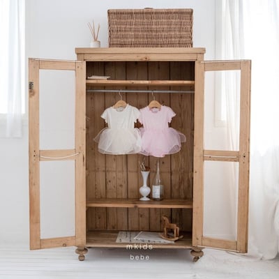 小刺繡木耳捲邊拼接包屁紗裙(2color)12