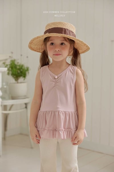 玫瑰抓皺背心裙擺上衣(2color)1