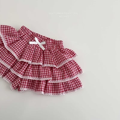 愛心蕾絲滾邊格紋蛋糕褲裙14