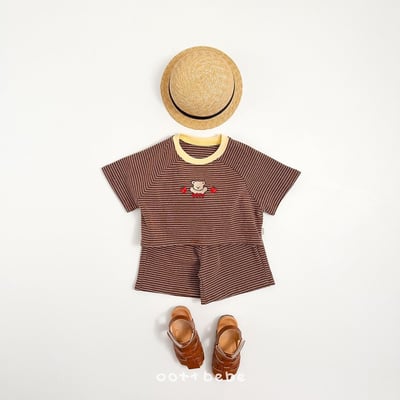 熊熊草莓條紋套裝10