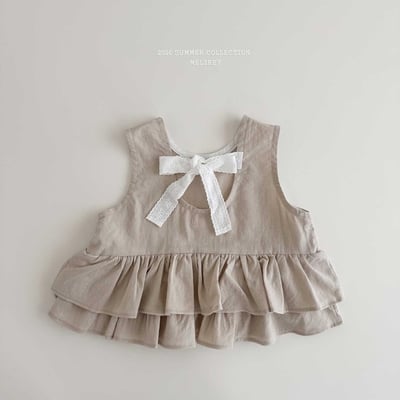 蕾絲ribbon層次蛋糕方領上衣(2color)24