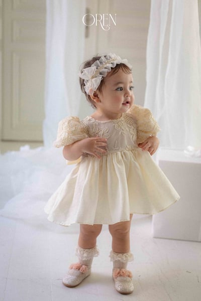 後綁帶花花壓紋包屁裙/洋裝11