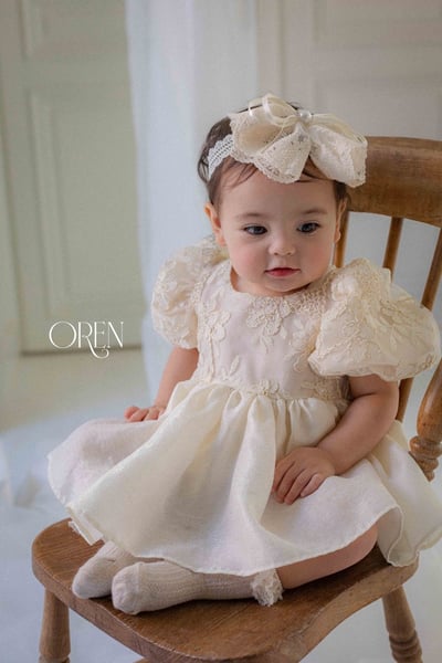 後綁帶花花壓紋包屁裙/洋裝6