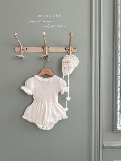 蕾絲滾邊小刺繡澎袖包屁裙(2color)5