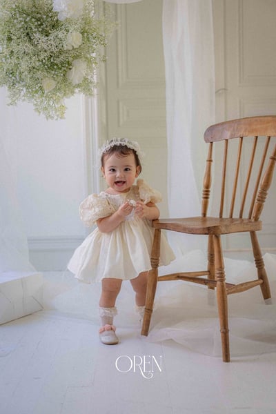 後綁帶花花壓紋包屁裙/洋裝9