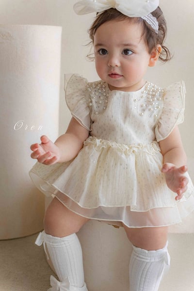 珍珠閃耀小公主包屁紗裙/洋裝(2color)5