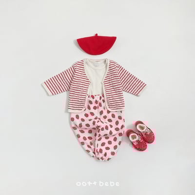 條紋開衫外套+純色上衣set18