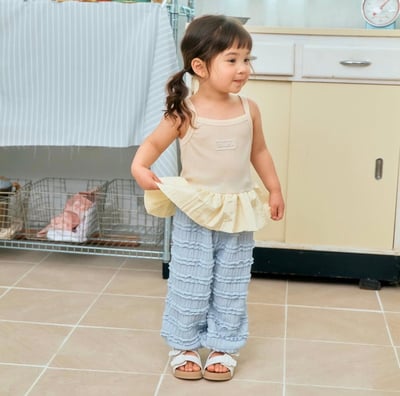 蕾絲布標背心裙襬上衣(3color)3