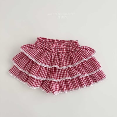 愛心蕾絲滾邊格紋蛋糕褲裙12