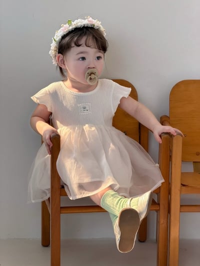 捲邊拼接紗裙公主洋裝2