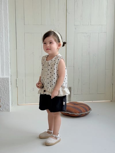 赫本點點排扣背心套裝3