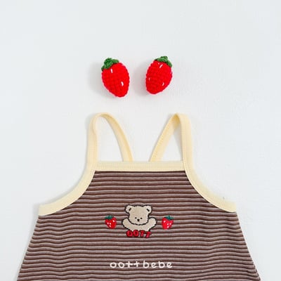 熊熊草莓背心條紋連身衣11
