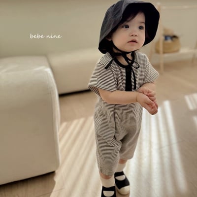 條紋連身衣爬服*現貨奶茶12m2