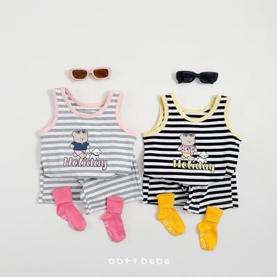 度假條紋套裝/連身裙3