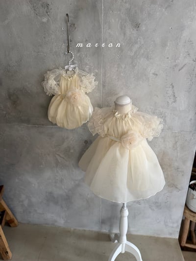 玫瑰綁帶緞紗包屁衣/洋裝10