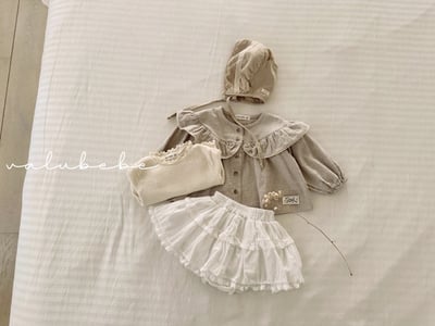 小刺繡木耳捲邊上衣*現貨粉6m6