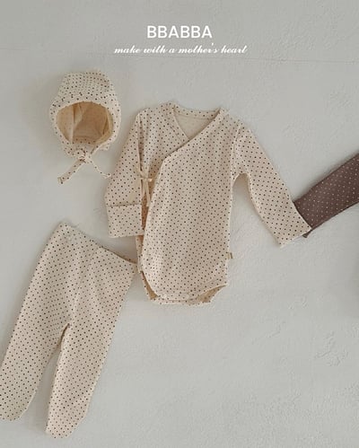 點點側開扣新生兒服set(2color)4