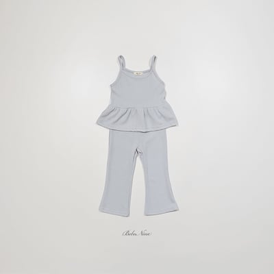 細肩壓紋傘擺背心+微喇叭褲套裝(3color)15