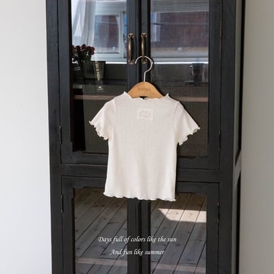 小刺繡木耳捲邊上衣(4color)10