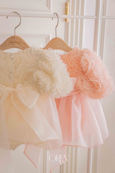 優雅公主繁盛玫瑰後綁帶包屁紗裙/洋裝(粉)22