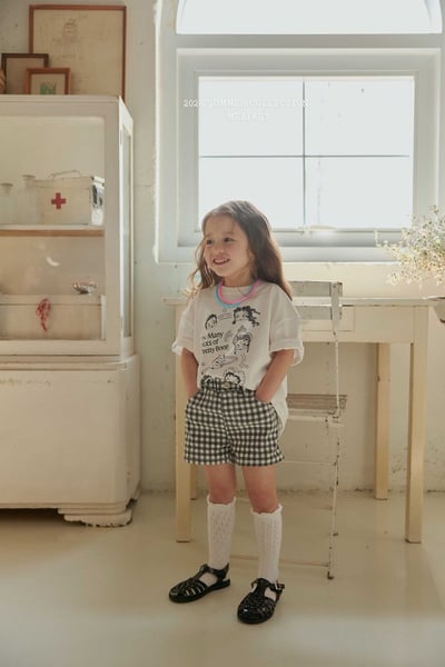 蕾絲愛心滾邊格紋短褲(2color)8